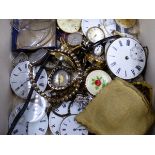 A SELECTION OF WRIST WATCHES, FOB WATCHES, MOVEMENTS, WATCH GLASSES, ETC.