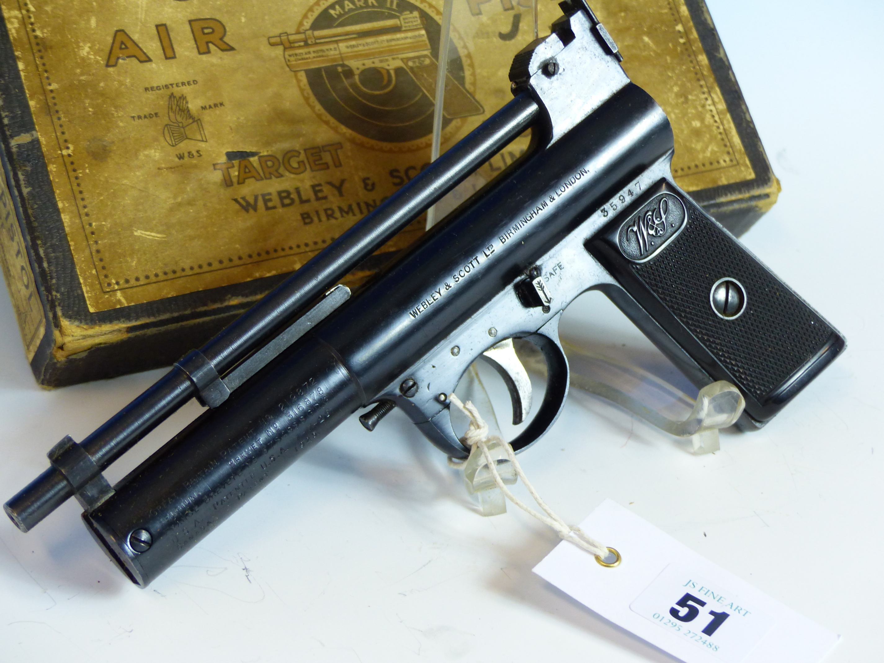 WEBLEY AIR PISTOL MK11 TARGET MODEL 0.177 SERIAL No.35947 WITH ORIGINAL BOX. - Image 2 of 4