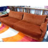 A RARE GIORGETTI DESIGN MARTINI SOFA IN BURNT ORANGE CORD UPHOLSTERY. W.254cms.