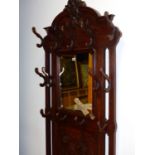 A LATE 19th.C.CARVED OAK MIRROR BACK HAT / STICKSTAND. W.95 x H.238cms.