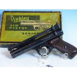 WEBLEY SENIOR AIR PISTOL 0.22 SERIAL No.800 IN ORIGINAL BOX.