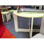 A GROUP OF FOUR MID CENTURY PAINTED WOOD OCCASIONAL TABLES.