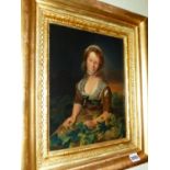 19th.C.CONTINENTAL. PORTRAITS OF YOUNG LADIES, A PAIR OF OILS ON PANEL, FRAMED. 30 x 24cms.