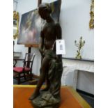 A SPELTER FIGURE OF A CLASSICAL NUDE AFTER THE ANTIQUE, BEARS DATE 1765, SIGNED FALCONET.