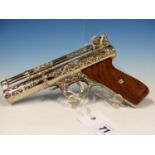 WEBLEY MK1 AIR PISTOL SCROLL ENGRAVED BY DON BLOCKSIDGE SERIAL No.55323 WITH WOODEN CASE.