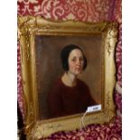 MID 19th.C.SCHOOL. A PORTRAIT OF A LADY, OIL ON CANVAS. 33.5 x 29cms.