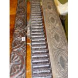 TWO 17TH CENTURY CARVED OAK ELEMENTS AND ONE OTHER. (3)