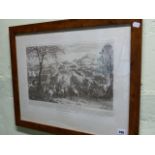 A FRAMED MILITARY ENGRAVING, THE BATTLE OF CULLODEN, 1746.