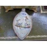 A PEARLWARE FLASK MOULDED IN RELIEF WITH THE GODDESS OF PLENTY ON ONE SIDE AND TUMBLING PUTTI ON THE