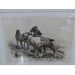 AFTER THOMAS BLINKS. (1860-1912) PLOUGH HORSES, PENCIL SIGNED PRINT, IMAGE SIZE. 22.5 x 33cms.