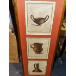 A GROUP OF NINE ANTIQUE AND LATER PRINTS TO INCLUDE SIX HAND COLOURED PRINTS OF EARLY VESSELS FRAMED