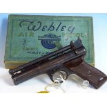 WEBLEY SENIOR AIR PISTOL 0.177 SERIAL No.513656 IN ORIGINAL BOX.