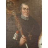 OLD MASTER SCHOOL. PORTRAIT OF A BISHOP HOLDING A SCEPTRE. 90 x 66cms.