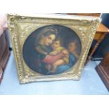 AFTER RAPHAEL 19th.C.SCHOOL. THE MADONNA DELLA SEDIA, OIL ON CANVAS, TONDO, FRAMED. Dia.72cms.