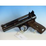 WEBLEY SENIOR AIR PISTOL 0.22 SERIAL No.1004 WITH CASE.