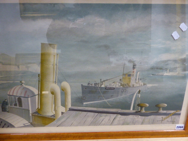 FELIX KELLY. (1916-1994) ARR. DRIFTER AND PADDLE STEAMERS, LITHOGRAPH PRINTED 1946 FOR SCHOOL - Image 3 of 7