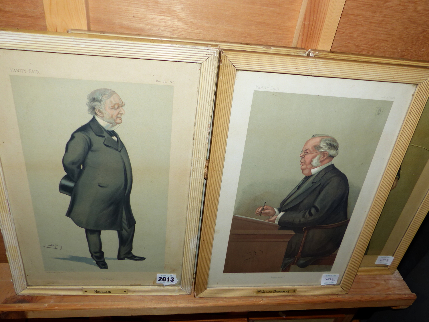 FOUR VINTAGE SPY VANITY FAIR COLOUR PRINTS OF NOTABLE GENTLEMEN INCLUDING WILLIAM BROADBENT,