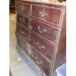 A GEO.III. MAHOGANY CHEST OF TWO SHORT AND THREE LONG GRADUATED DRAWERS ON BRACKET FEET. W.93 x H.92