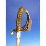 AN 1822 PATTERN INFANTRY OFFICER'S SWORD, ETCHED WITH SCROLLING FOLIAGE, CROWNED V R CYPHERS,