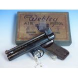 WEBLEY SENIOR AIR PISTOL 0.22 SERIAL No.S13351 IN PATTERN BOX.