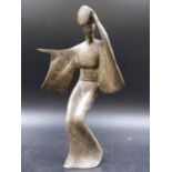 A JAPANESE ART BRONZE FIGURE OF A DANCER.