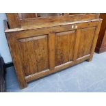 AN 18th.C.COUNTRY OAK HALL CABINET WITH PAIR OF PANEL DOORS ENCLOSING HANGING SPACE AND ENCLOSED