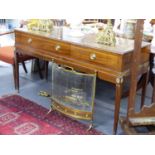 AN EARLY 19th.C.MAHOGANY SPINNET CONVERTED AS A SIDE TABLE. W.156 x D.54 x H.83cms.