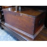A VICTORIAN MAHOGANY SMALL TRUNK WITH BRASS RECESS HANDLES. W.52 x H.26 x D.33cms.