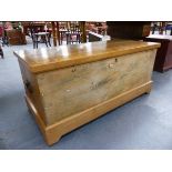 A VICTORIAN PINE BLANKET BOX. W.107 x H.49 x D.49cms.