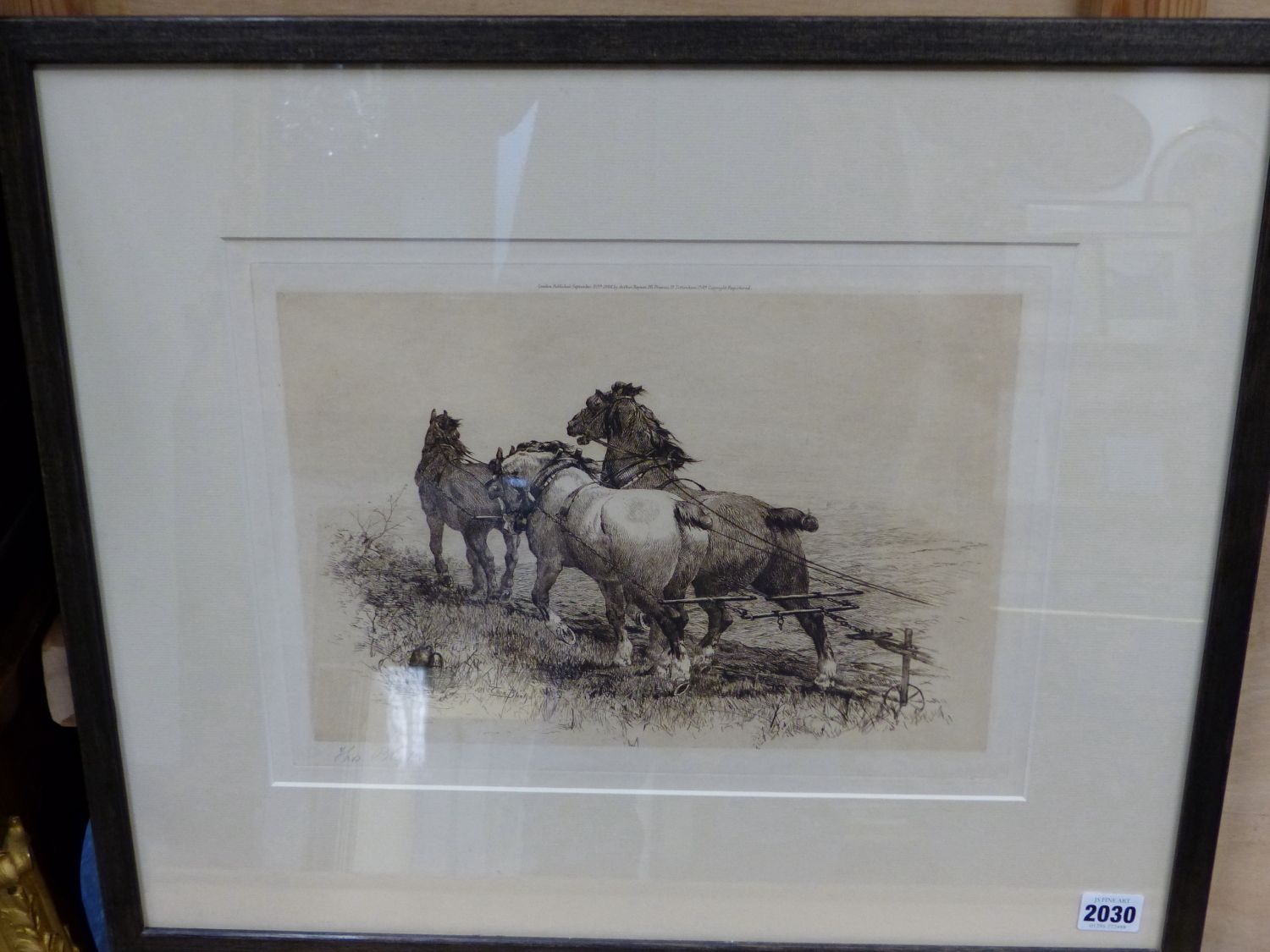 AFTER THOMAS BLINKS. (1860-1912) PLOUGH HORSES, PENCIL SIGNED PRINT, IMAGE SIZE. 22.5 x 33cms. - Image 2 of 4