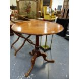 A VICTORIAN MAHOGANY TILT TOP TRIPOD TABLE. Dia.70cms.