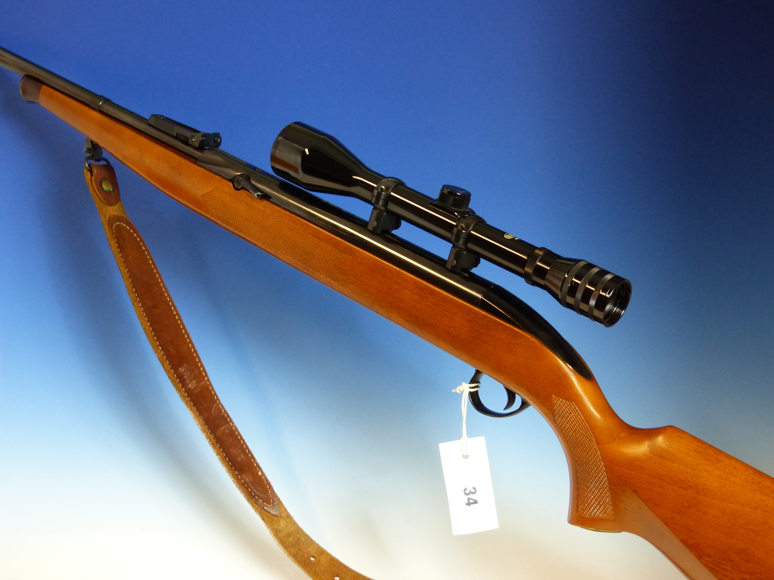 BSA FIELD ARMS, CETENARY 1982 1/1000 AIR RIFLE 0.177 SERIAL No.CO215 WITH LEATHER CASE, STRAP AND