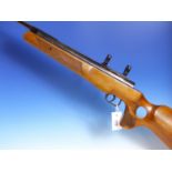 THEOBEN AIR RIFLE 0.22 SERIAL No.TB5750 WALNUT THUMBHOLE STOCK WITH SCOPE MOUNTS.