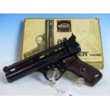 WEBLEY PREMIER AIR PISTOL 0.22 SERIAL No.97 IN ORIGINAL BOX.