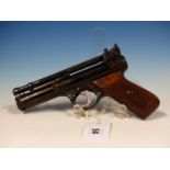 WEBLEY & SCOTT SENIOR AIR PISTOL ENGRAVED BY DON BLOCKSIDGE 0.22 WITH ORIGINAL BOX.