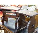 TWO LATE VICTORIAN OAK STOOLS.