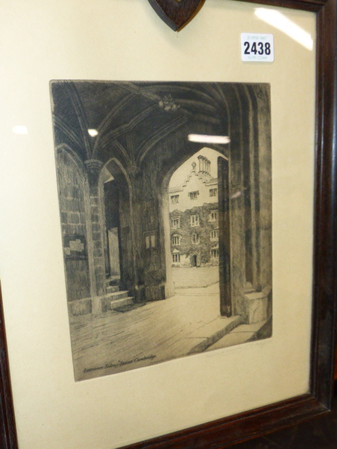 CAMBRIDGE COLLEGE. A SET OF FIVE OAK FRAMED ETCHINGS, EACH PENCIL SIGNED GERTRUDE HAYES TOGETHER - Image 2 of 16