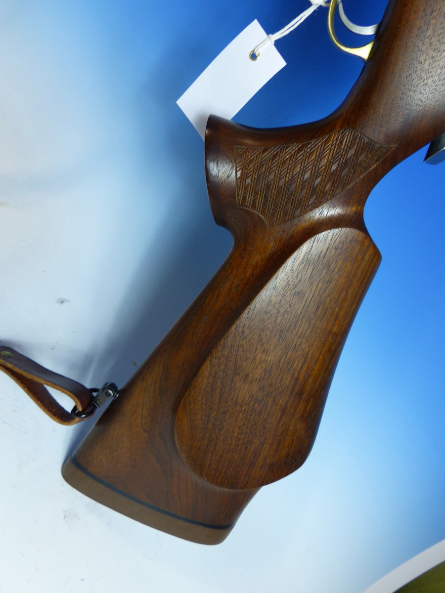 A RARE HAND MADE ISP SPARTAN AIR RIFLE No.10 WITH LEATHER STRAP. AMERICAN WALNUT STOCK ENGRAVED - Image 15 of 17