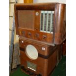 A PHILCO WALNUT CASED ART DECO RADIO AND AN ULTRA ART DECO RADIO. (2)