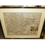 MAP. EMANUEL BOWEN. THE COUNTY OF ESSEX, AN ANTIQUE HAND COLOURED FOLIO MAP. 54 x 72cms TOGETHER