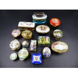 A COLLECTION OF ENAMEL BOXES TO INCLUDE WORCESTER, CRUMMLES & CO, A BILSTON & BATTERSEA ENAMMELED