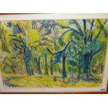 H.SAUNDERS. 20th.C.SCHOOL. ARR. THE FOREST, SIGNED AND DATED 1964 WATERCOLOUR. 36 x 53cms.