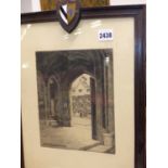 CAMBRIDGE COLLEGE. A SET OF FIVE OAK FRAMED ETCHINGS, EACH PENCIL SIGNED GERTRUDE HAYES TOGETHER