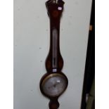 A REGENCY MAHOGANY AND INLAID BAROMETER WITH SILVERED DIAL SIGNED J.SELVA & Co, BOSTON.