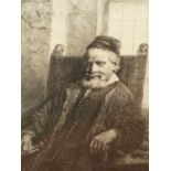 REMBRANDT. PORTRAIT OF JAN LUTMA, GOLDSMITH, ETCHING. 20 x 15cms.