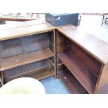 THREE SMALL OAK OPEN BOOKCASES. W.94 x H.107 x D.28cms.