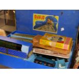 A GOOD COLLECTION OF TRI-ANG HORNBY DUBLO RAILWAY TO INCLUDE ENGINES, STOCK, TRACK, BUILDINGS,ETC.