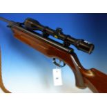 WEIHRAUCH HW35 AIR RIFLE 0.22 SERIAL No.723879 WITH LEATHER STRAP AND SHINAN SUPER 4 x 40 SCOPE