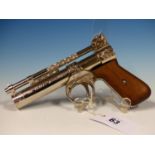 WEBLEY JUNIOR AIR PISTOL ENGRAVED BY DON BLOCKSIDGE 0.177 SERIAL No.103 WITH ORIGINAL PELLETS,