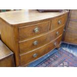A SMALL VICTORIAN MAHOGANY BOW FRONT CHEST OF DRAWERS. W.107 x H.79 x D.48cms.